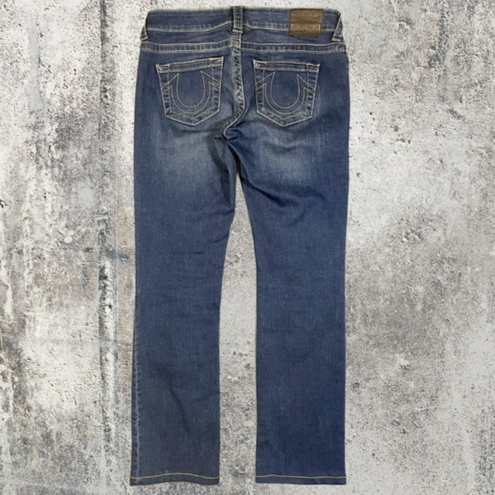 True Religion Billy Low Rise Straight Jeans Dark Wash Mens 29 Whiskering - Picture 3 of 9